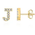 Orecchini a lobo lettera J in oro con zirconi brillanti per donna e uomo eleganti - Oro J