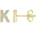Orecchini a lobo lettera K placcati oro con zirconi cubici luminosi, elegante gioiello. - Oro K