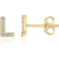 Orecchini a lobo con lettera L in argento S925 zirconi pavè gioielli moda - Oro L