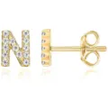 Orecchini a lobo lettera N in oro con zirconi cubici pavé gioielli di orecchini per donna e uomo - Oro N