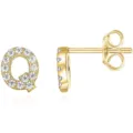 Orecchini a lobo con lettera Q in oro pavé di zirconi luminosi gioielli di moda - Oro Q