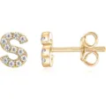 Orecchini a lobo lettera S dorati con zirconi cubici scintillanti gioielli eleganti donna - Oro S