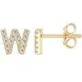 Orecchini a lobo lettera W oro pavé zircone microincasso alfabeto gioielli donna uomo - Oro W