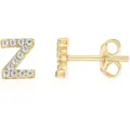 Orecchini a lobo con lettera Z in oro pavé di zirconi iniziali per donna e uomo gioielli - Oro Z