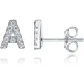 Orecchini a lobo lettera A zircone micro-incastonato argento variante articolo SKU moda - Argento A