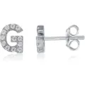 Orecchini a lobo con lettera G in argento e zirconi cubici moda per donna uomo - Argento G