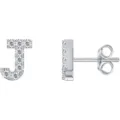 Orecchini a lobo lettera J in zircone cubico argento gioielli di moda per donna e uomo - Argento J