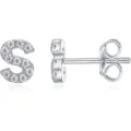 Orecchini a lobo lettera S in argento 925 con zirconi, gioielli con alfabeto alla moda - Argento S