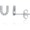 Orecchini a lobo lettera U in argento con zirconi pavé stile alfabeto gioielli alla moda - Argento U