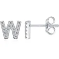 Orecchini a lobo lettera W con strass, gioielli di zirconia cubica alla moda per uomo e donna - Argento W