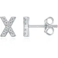 Orecchini a lobo lettera X in argento zircone brillante gioielli alfabeto moda - Argento X