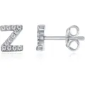 Orecchini a lobo con lettera Z in argento zirconi cubici scintillanti gioiello delicato. - Argento Z
