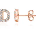 Orecchini a lobo lettera D oro rosa zircone pavé iniziale gioiello chic minimalista - Oro Rosa D