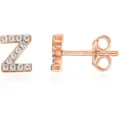 Orecchini a lobo lettera Z in oro rosa con zirconi splendenti per stile quotidiano. - Lettera Z / Oro rosa
