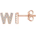 Orecchini a Perno Lettera W Oro Rosa Pavè Zirconia Cubica Eleganti Gioielli Regalo Donna - Lettera W / Oro rosa