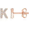 Eleganti orecchini a lobo lettera K in oro rosa pavé zirconi cubici gioielli donna moda - Oro Rosa K