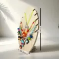 Leaf-shaped wooden jewelry organizer necklace display stand with dimension marks - 27x15.3cm / Small Solid Wood Flame Display Board / Natural Wood Color