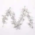 Decorative silver Christmas garland with glitter berries and white leaves for home decor - 1.7m (T505/180) / Silver