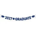 Μπλε γκλίτερ πανό Graduate 2027 για διακόσμηση πάρτι αποφοίτησης και φόντο φωτογραφίας - Μπλε 2027 GRADUATE
