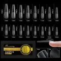 Tableau des tailles pour 160 faux ongles transparents coffin en 16 tailles - Cercueil 2X Long (Arche 05) / Pack de 160 Pièces / Transparent