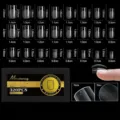 Coffret de 320 capsules de faux ongles en gel mat avec tableau de 16 tailles - Carré Sculpté Court (Arche 06) / Pack de 320 Pièces / Transparent