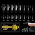 Tableau des tailles pour capsules de faux ongles en gel carrés extra longs et mats - Carré Sculpté Extra Long (16SIZES09) / Pack de 160 Pièces / Transparent