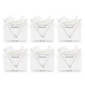 Gold tone bridesmaid pearl and zirconia pendant necklace set on delicate card packaging gift. - Gold Pearl Rhinestone Set (15)