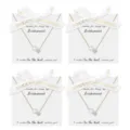 Elegant bridesmaid necklace with pearl and crystal pendant on greeting card gift. - Gold Double Pendant Bridesmaid Style (14)