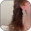 Pendientes Largos Circonita Oro Elegantes Colgantes Zirconia para Mujer Boda Fiesta - Estilo Hoja de Flor Aerodinámico (Estilo 9)