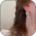 Largos pendientes de circonita de cristal para mujer, diseño brillante de racimo, joyería de fiesta. - Borla Larga de Hoja Agrupada (Estilo 10)
