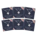 Silver bridesmaid interlocking necklace gift set with elegant floral greeting card for women. - Style 12