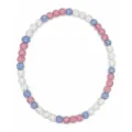 Collier de perles pavees de cristal colore pour hommes et femmes bijoux de boule ronde chic - Multicolore Rose Bleu et Blanc