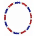Red white blue rhinestone pave bead necklace, patriotic beaded chain jewelry for men. - Red White and Blue Choker Style