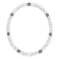 Crystal beaded necklace with white and blue rhinestone pave disco balls for men fashion jewelry - White and Blue Disco Ball Style