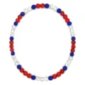 Red white and blue crystal beaded necklace, stylish baseball rhinestone chain jewelry. - American Street Red White and Blue Style