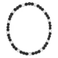 Stylish beaded necklace featuring alternating black textured and sparkling silver rhinestone beads. - Matte Black and Silver Drill Style