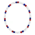 Patriotic red white blue crystal beaded necklace fashion jewelry for men women gift - Classic Contrast Red White and Blue Style