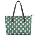 Bolso tote para mujer con estampado de Papá Noel, elegante bolso verde con asas negras. - Estampado de Dibujos Animados de Navidad (STB2-128) / Mediano (38x27x13cm) / Verde