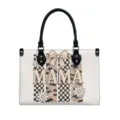 Fashion MAMA printed women PU leather handbag, large capacity stylish top handle bag. - S / 29x20x12cm / MAMA Checkerboard (V2STB-263)