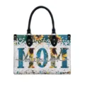 Women PU Leather Handbag Large Capacity Tote Bag Mother's Day Floral Print Shoulder Bag - Sunflower MOM (V2STB-285)