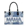 Sac cabas femme en cuir PU grande capacité imprimé denim élégant sac à main vue de face - Petit 29 x 20 x 12 cm / Style Multicolore (V2STB-301)