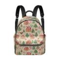 Mochila casual de cuero con patrón de casa de jengibre navideña para mujeres. - 27cmx18cmx31cm / Estampado Casa de Jengibre Navidad (PGSJB-0006)