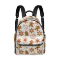 Mochila de cuero con estampado de hombre de jengibre de Navidad para mujer moda chic - 27cmx18cmx31cm / Estampado de Hombre de Jengibre y Copos (PGSJB-0009)