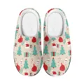 Weihnachten Plüsch Hausschuhe, warme kuschelige Winterschuhe mit süßem festlichen Weihnachtsmotiv. - 35 / Khakifarbener Weihnachtsbaum-Druck (MT-168)