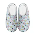 Niedliche Weihnachts Pinguin Print Plüsch Hausschuhe weiche warme Winter Haus Baumwollschuhe - 35 / Hellblauer Pinguin-Druck (MT-145)
