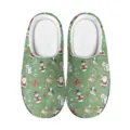 Grüne Weihnachtsplüsch Hausschuhe mit süßem Schneemann und Weihnachtsmann Print für warme Wintertage. - 35 / Buntes Blumenmuster