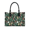 Christmas themed PU leather handbag with festive ginger bread and holiday prints for women. - S / Multicolor Holiday Print
