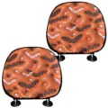 Halloween Auto Kopfstuetzen Abdeckungen 2er Set orange Fledermaus Druck Universal - Fledermaus Stern Orange Stil (qctzt0008) / 1 Stück