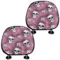 Rosa Totenkopf Auto Kopfstuetzen Abdeckung Set Universal Kopfkissen Schuetzend - Schleife Totenkopf Rosa Stil (qctzt0009) / 1 Stück