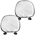 Weisser Auto Kopfstuetzenbezug Set mit schwarzem Rand universeller Autokissenbezug - 23cmx25.5cm / 2 Stück/Packung / Weiß Bedruckt